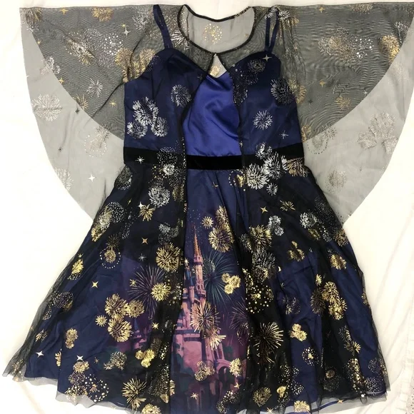 Disney World 50th Anniversary Cinderella Castle Fireworks Dress Earidescent NEW - Picture 3 of 5